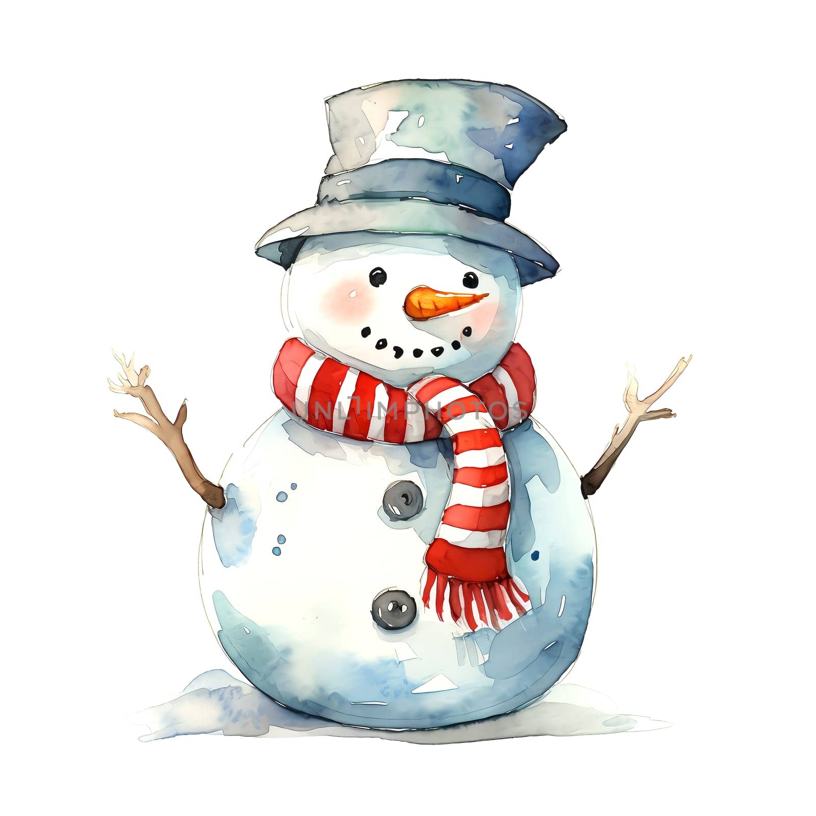 Watercolor Christmas Snowman. Clipart. AI generated. by AndreyKENO