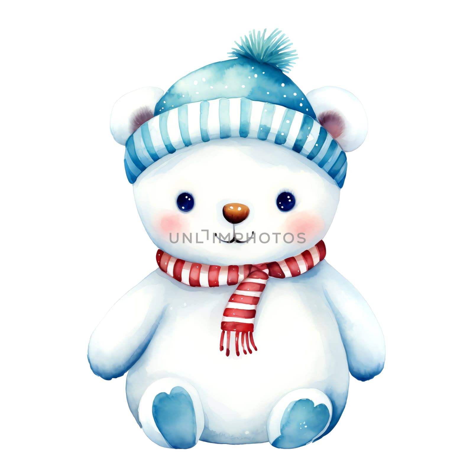 Watercolor Christmas Snowman Clipart is a great choice for creating cards, invitations, party supplies and decorations. AI generated.