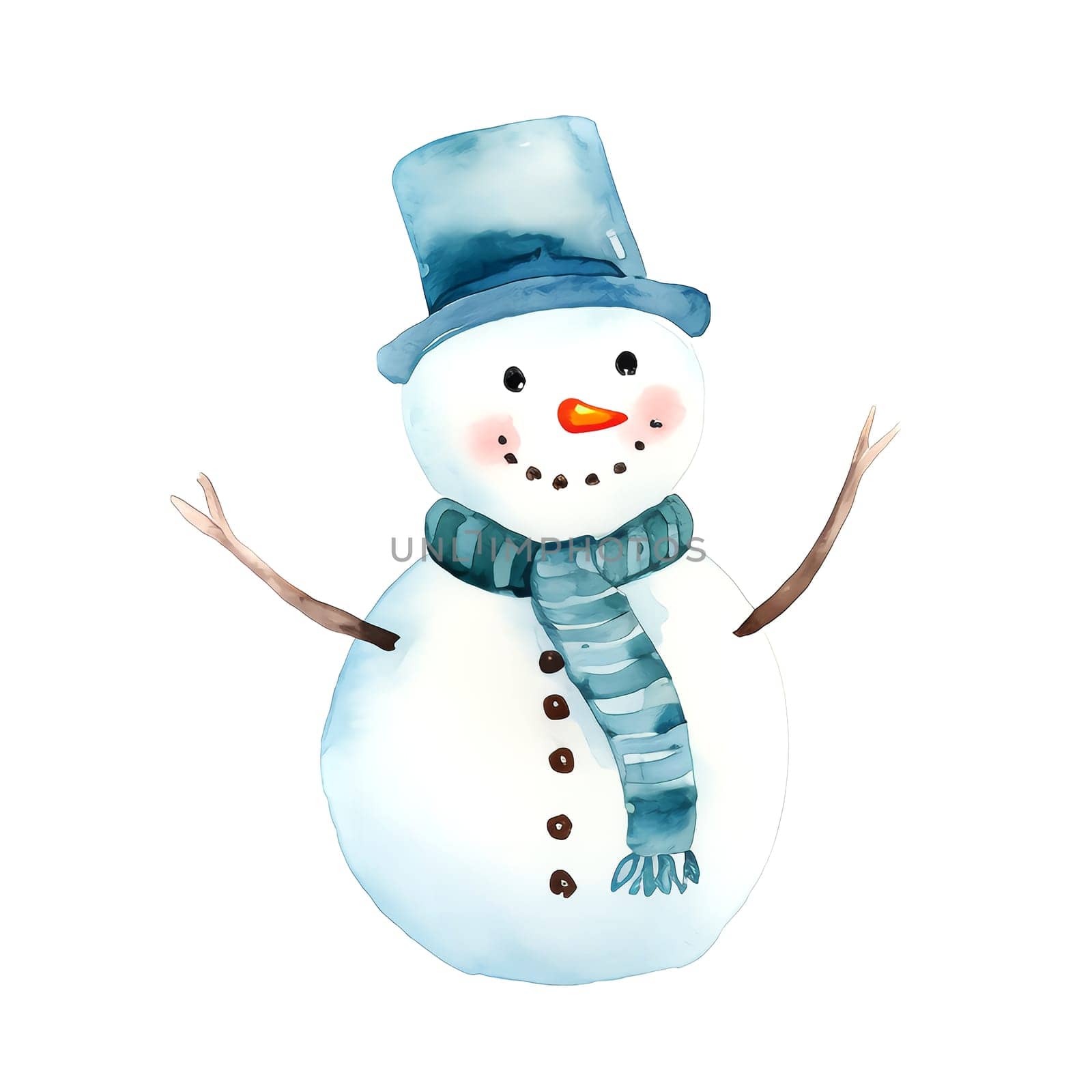 Watercolor Christmas Snowman. Clipart. AI generated. by AndreyKENO