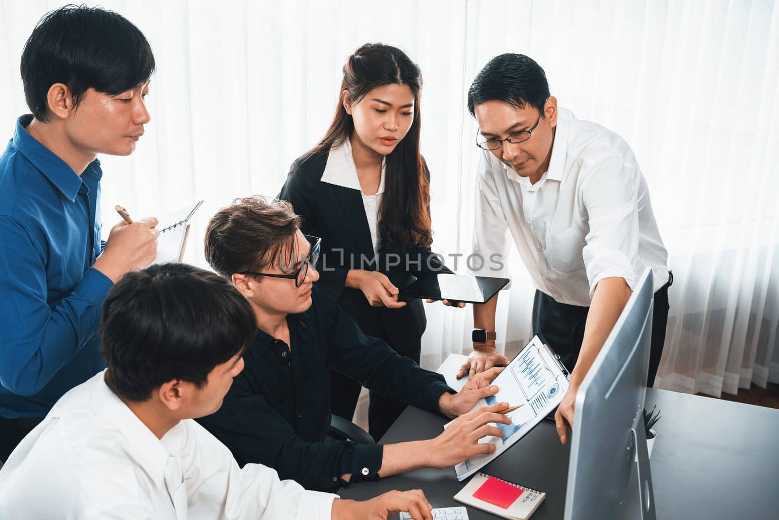 Group of diverse office worker employee working together. Prudent by biancoblue
