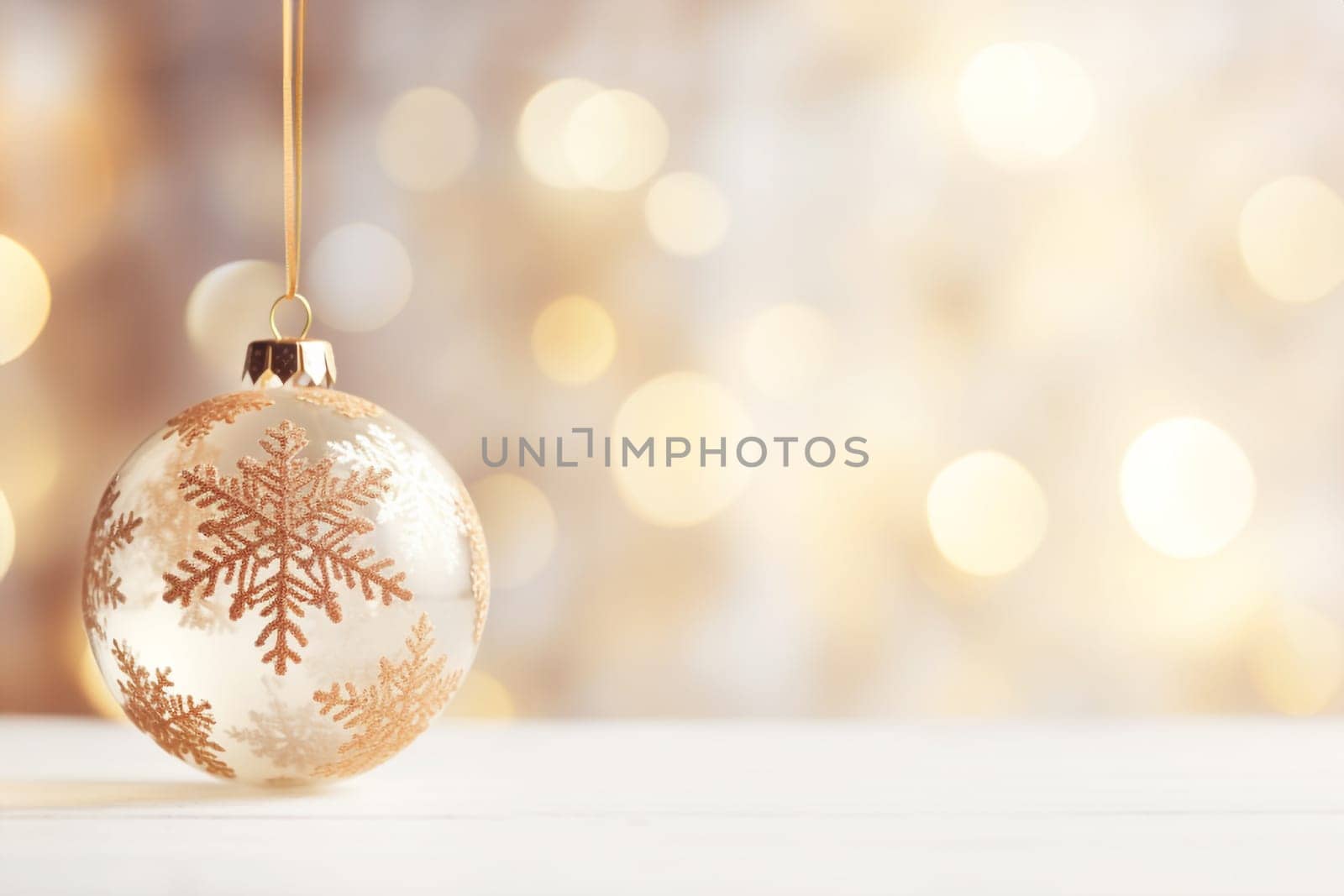 "Golden Christmas balls with snowflake on golden background, by Ciorba