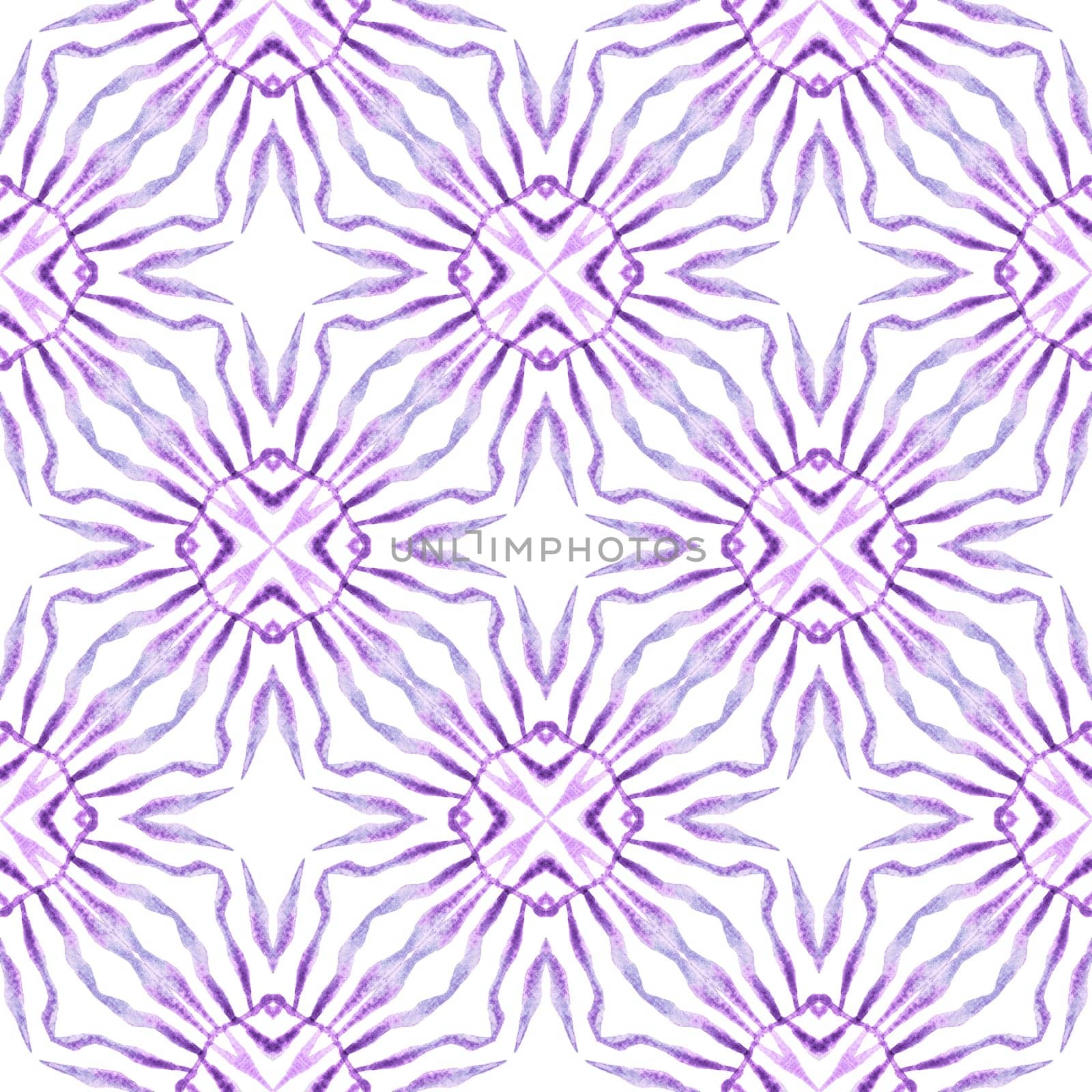 Medallion seamless pattern. Purple optimal boho chic summer design. Watercolor medallion seamless border. Textile ready good-looking print, swimwear fabric, wallpaper, wrapping.