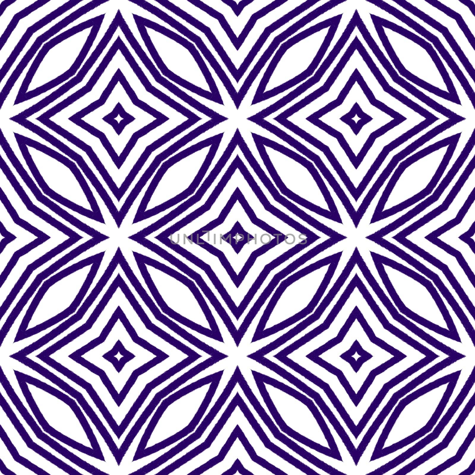 Ethnic hand painted pattern. Purple symmetrical kaleidoscope background. Summer dress ethnic hand painted tile. Textile ready fine print, swimwear fabric, wallpaper, wrapping.