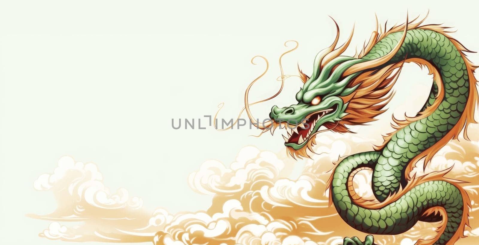 A drawing of a chinese dragon with copy space.  Template for postcard, poster, sticker  by palinchak