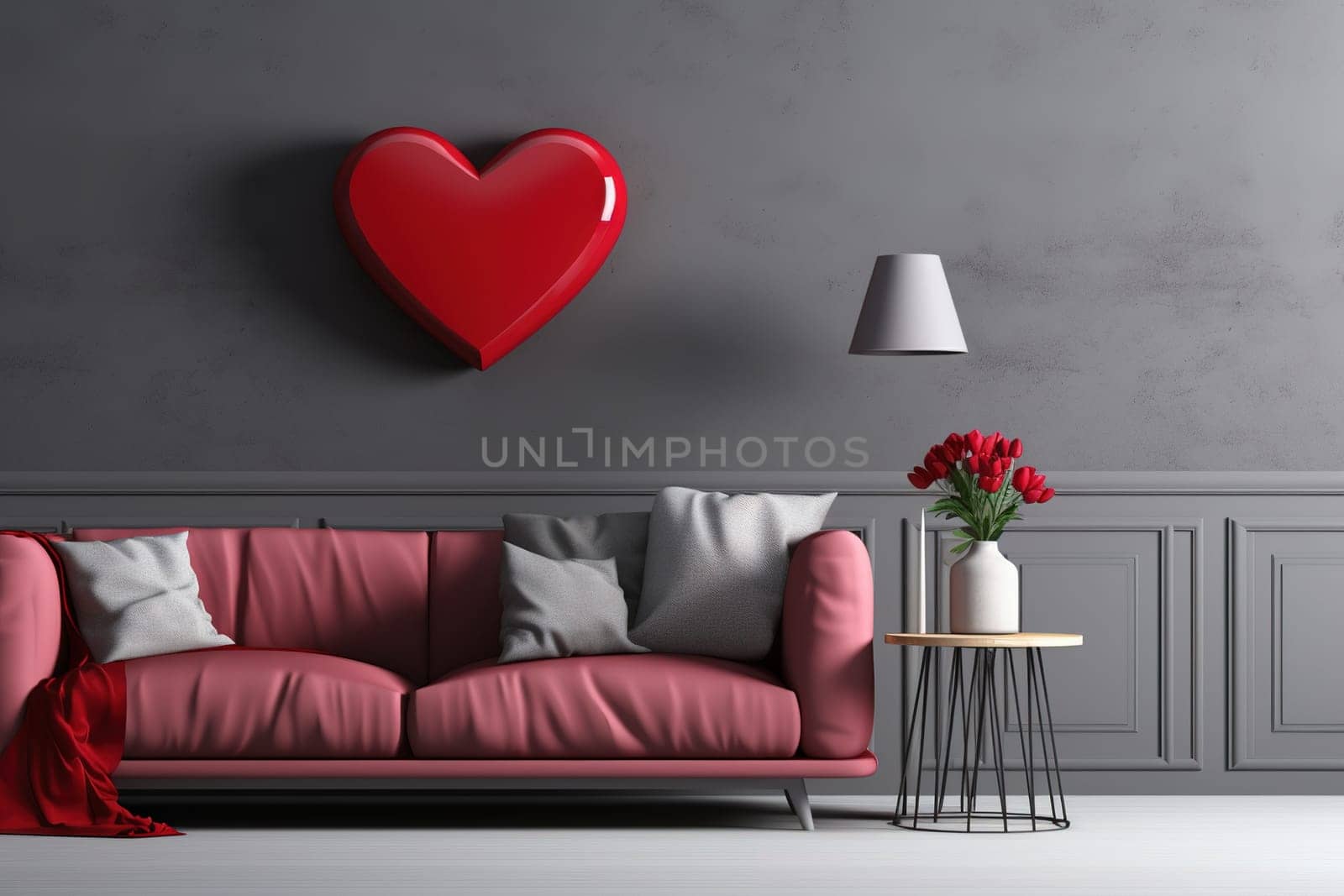 living room style valentine's day banner interior design, generative ai