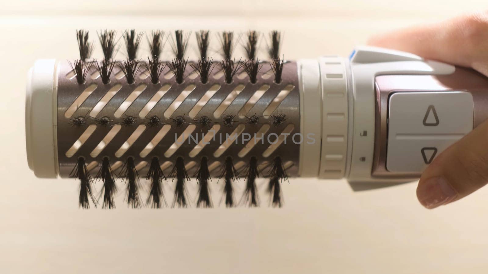 Close up of a special removable nozzle of hairdresser. Female automatic machine for hair drying, professional tools for hair styling.