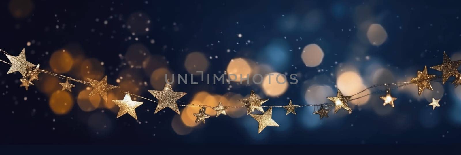 Christmas and new year 2024 decoration on blue background golden star comeliness by biancoblue