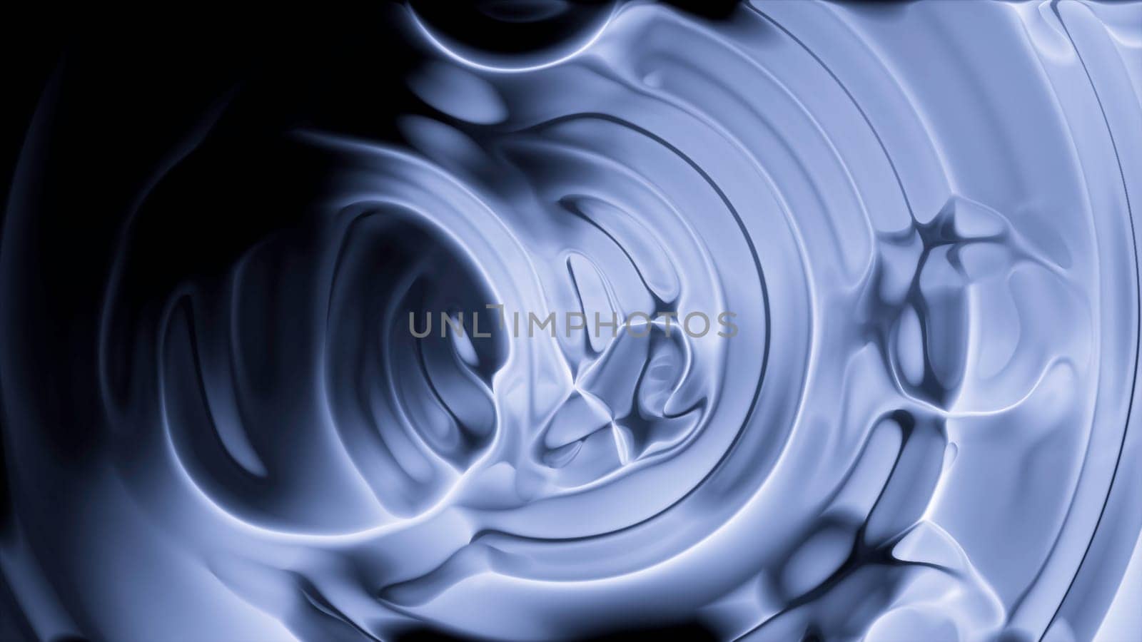 Abstract fluid metal texture with flowing bubbles. Motion. Circular shapes and forms, monochrome