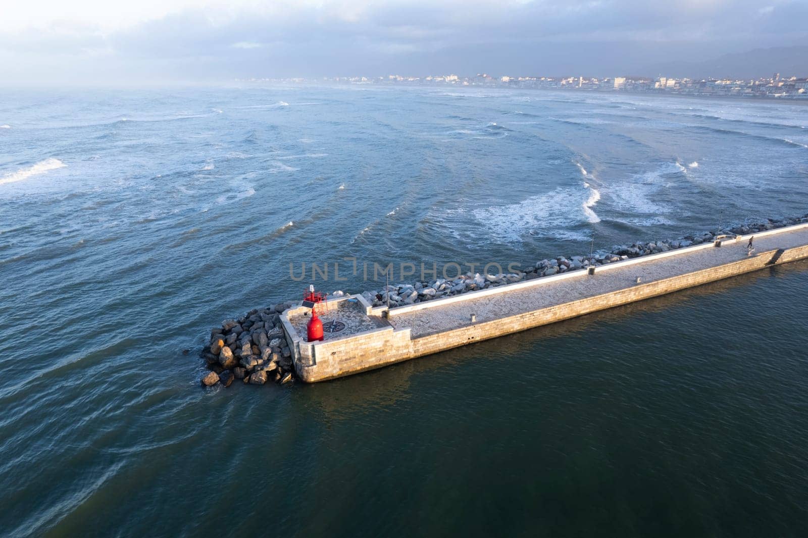 Aerial view at dawn of the port of Viareggio Italy by fotografiche.eu