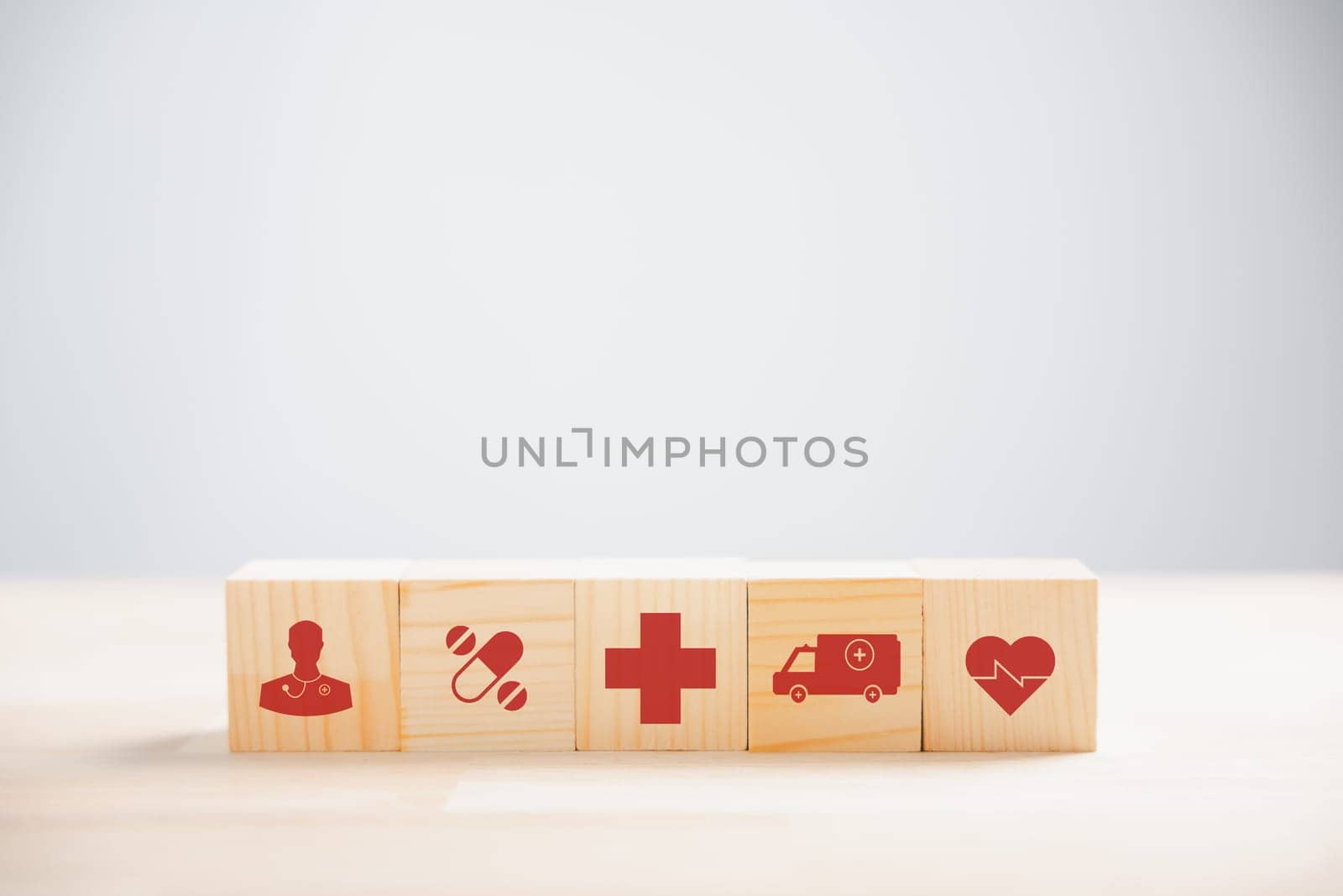 wooden cubes with different icons by Sorapop