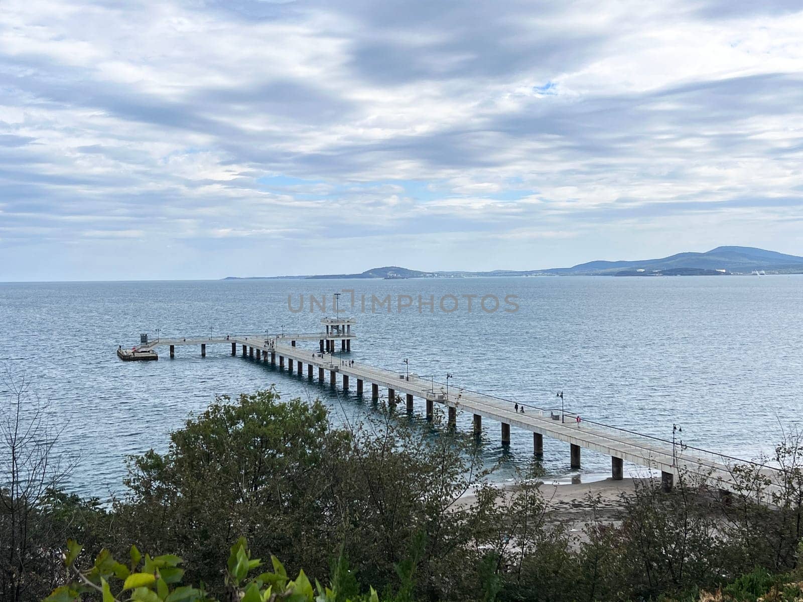 Burgas: Blue sky and bridge at sea , Burgas, Bulgaria. High quality photo