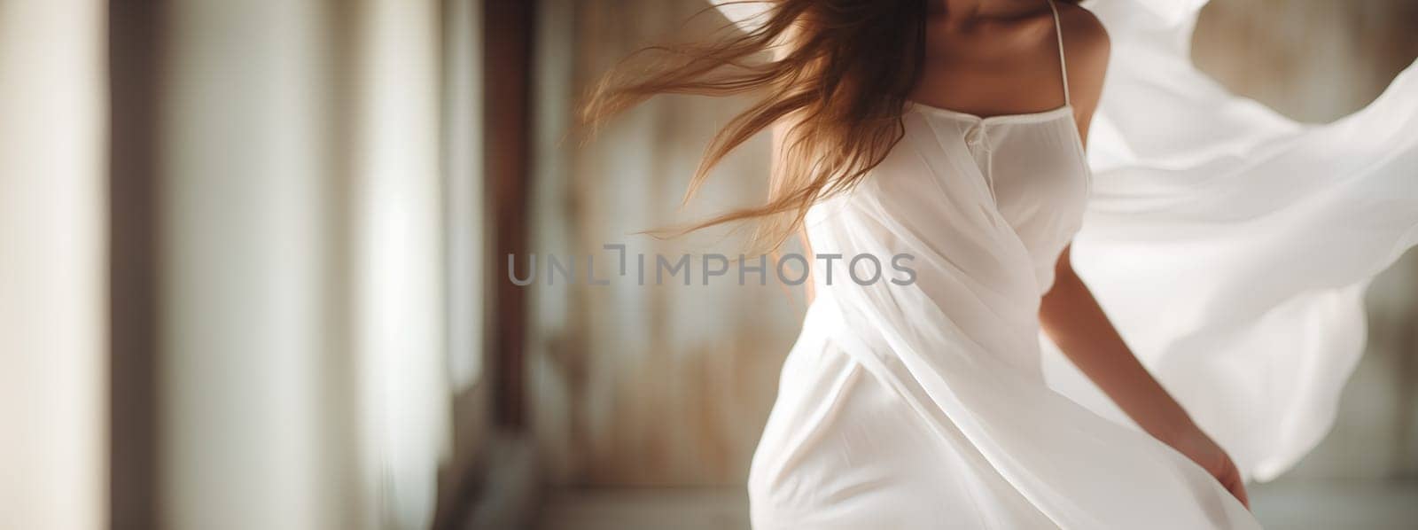 A woman in a flowing white dress dancing in a room by chrisroll
