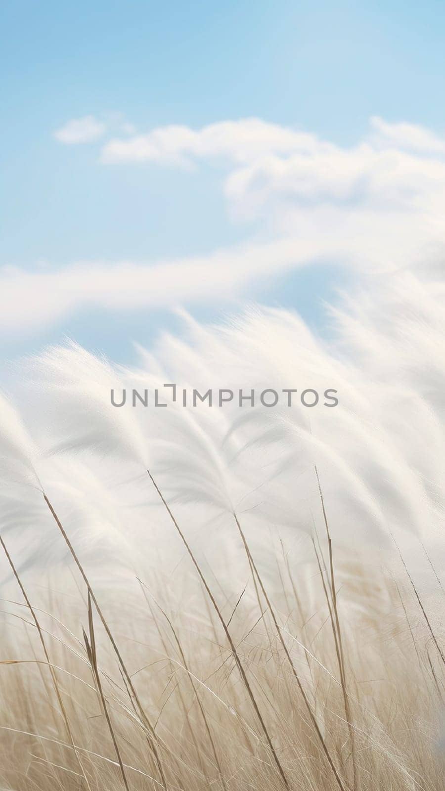 Dry reeds fluffy grass on a meadow in the sun. Abstract dry herbs background. High quality photo