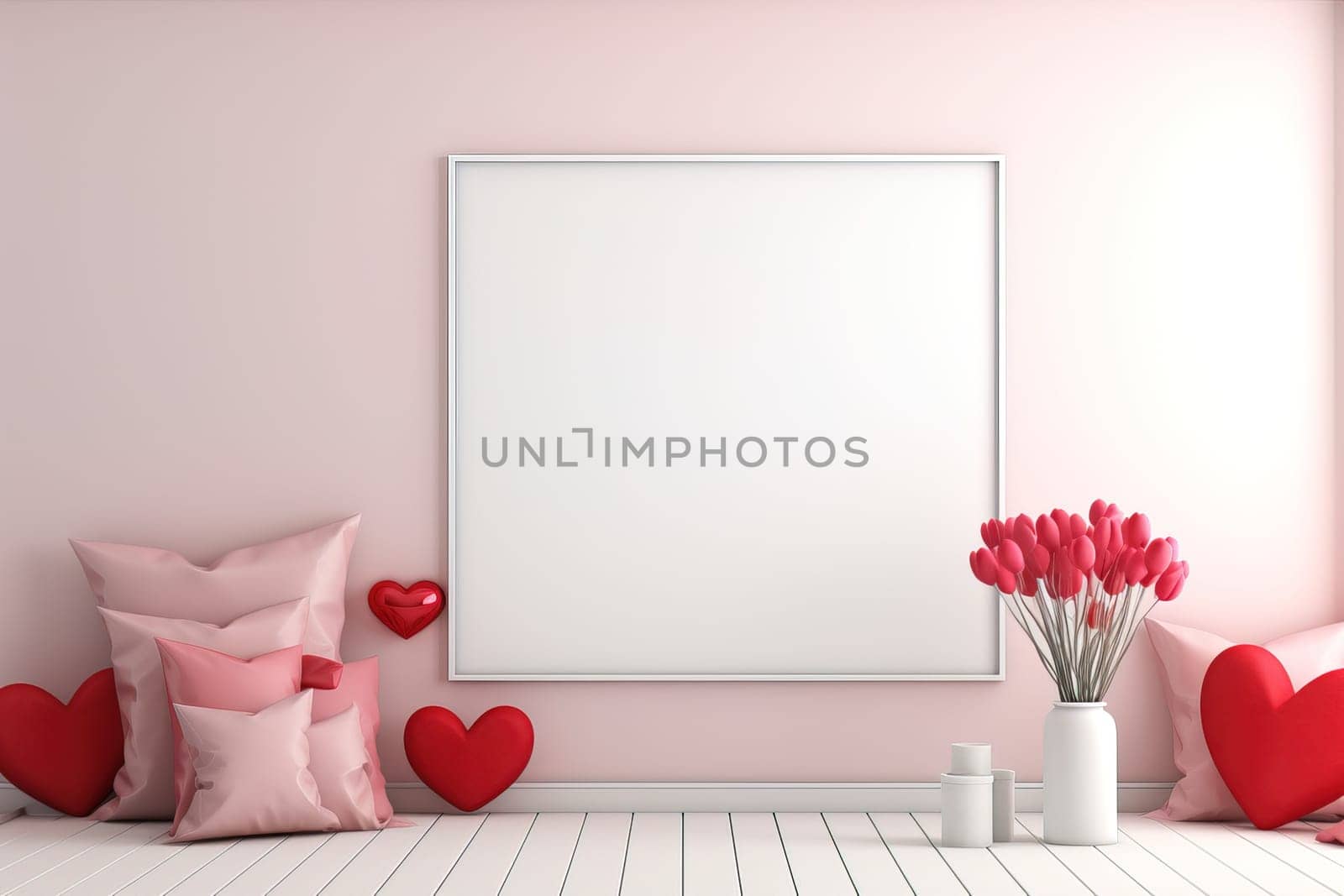 empty frame space blank with Valentine's Theme background, festival Valentines day, generative ai