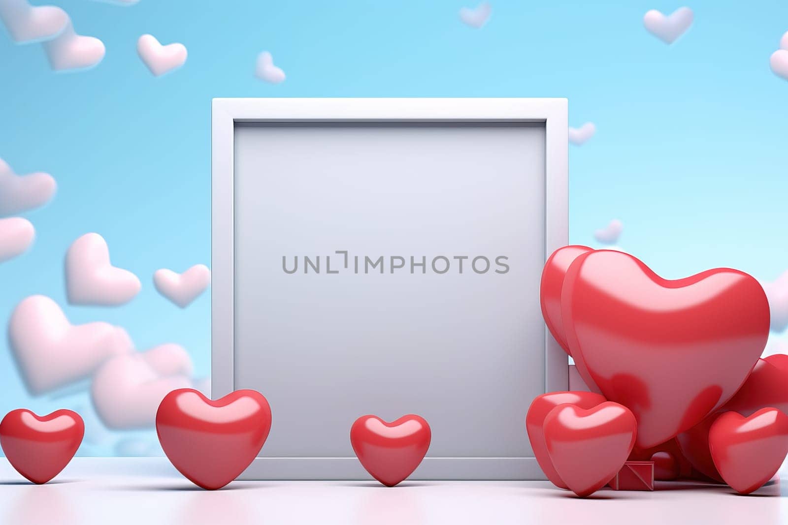 empty frame space blank with Valentine's Theme background, festival Valentines day, generative ai