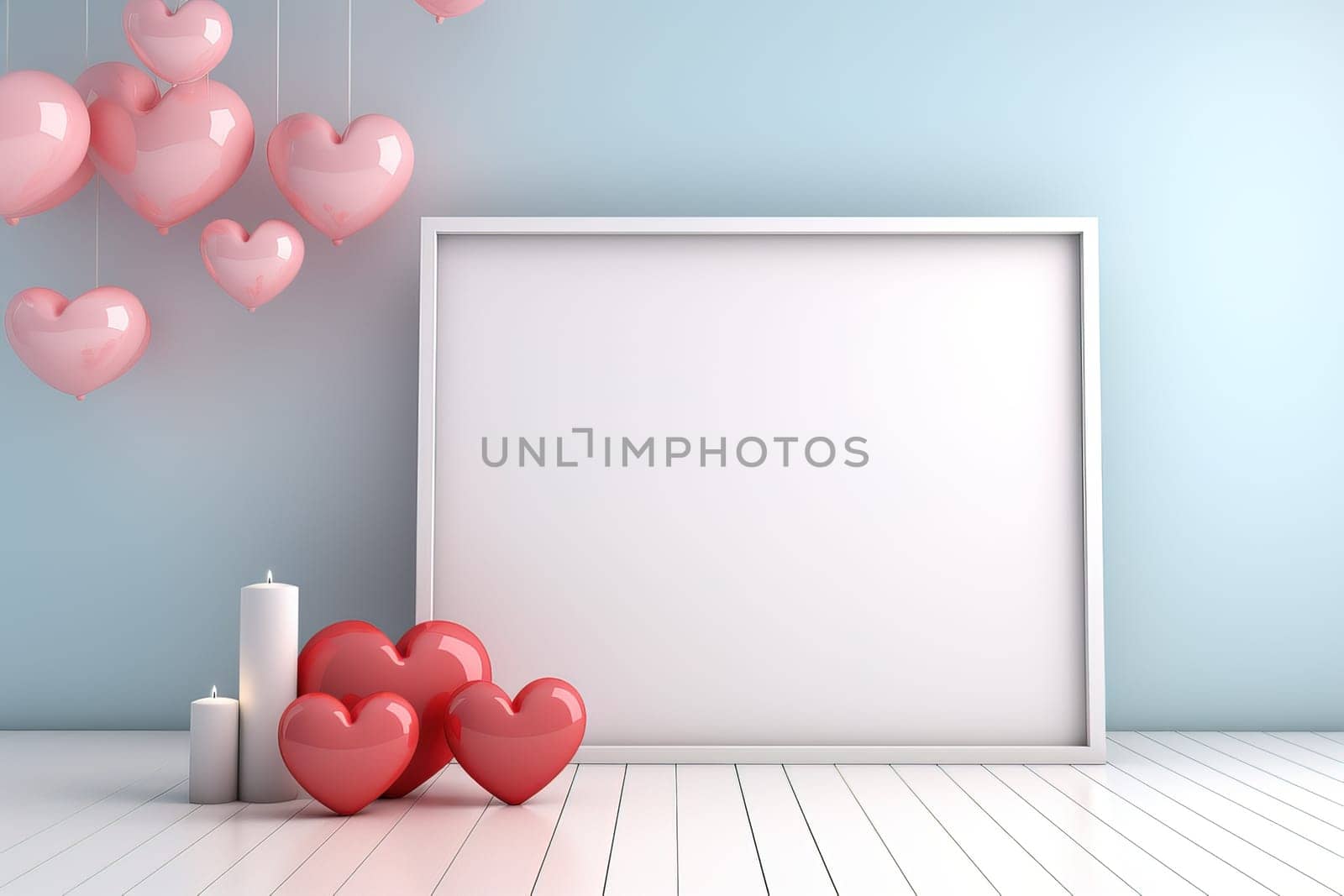 empty frame space blank with Valentine's Theme background, festival Valentines day, generative ai