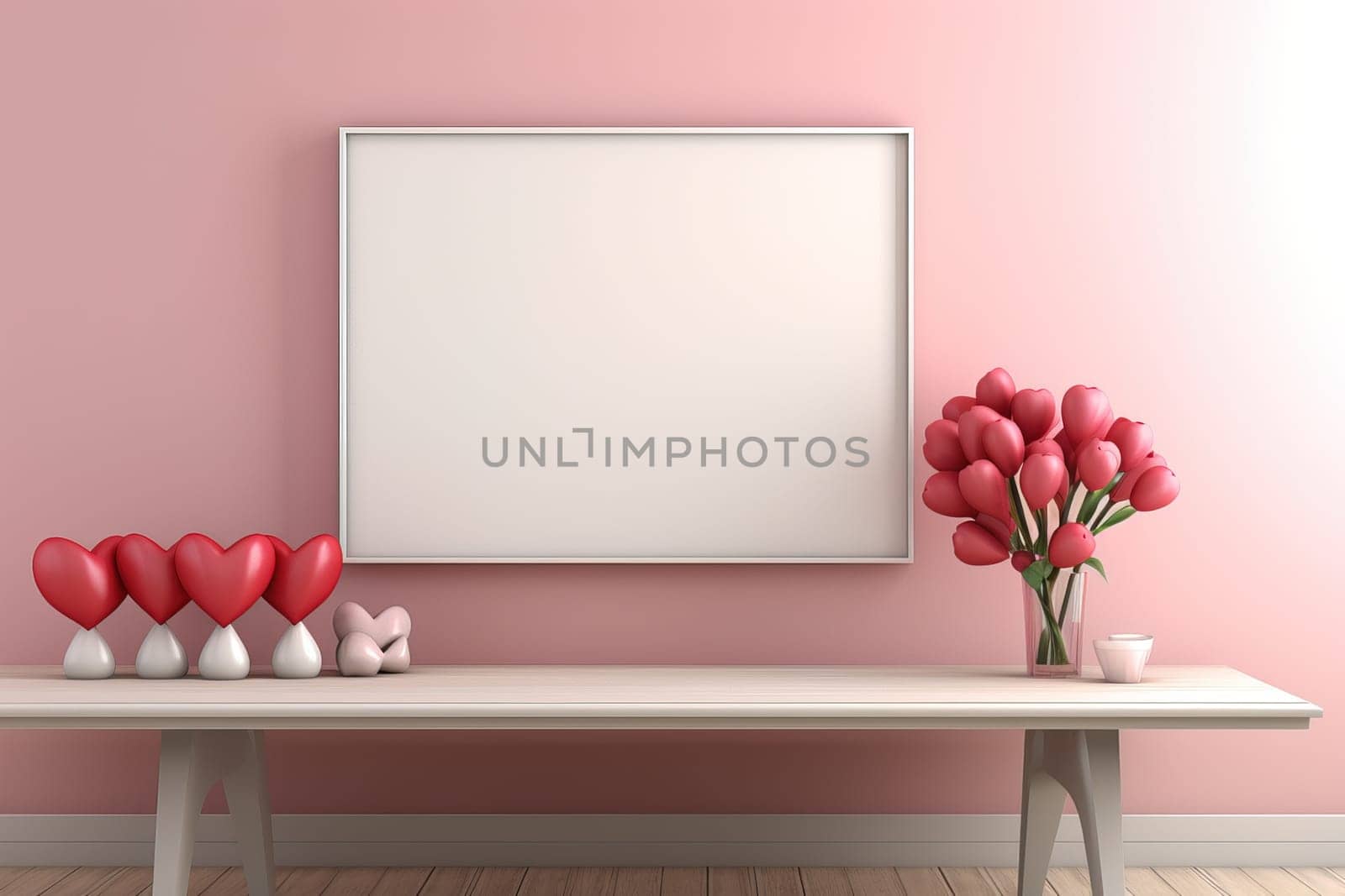 empty frame space blank with Valentine's Theme background, festival Valentines day, generative ai. by Manastrong