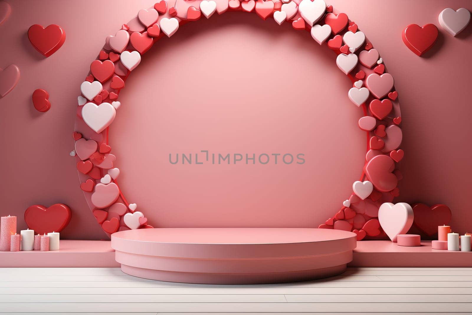 podium with Valentine's Theme background, festival Valentines day, generative ai. by Manastrong