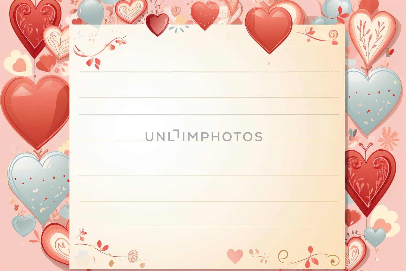 empty note frame space with Valentine's Theme background, festival Valentines day, generative ai. by Manastrong