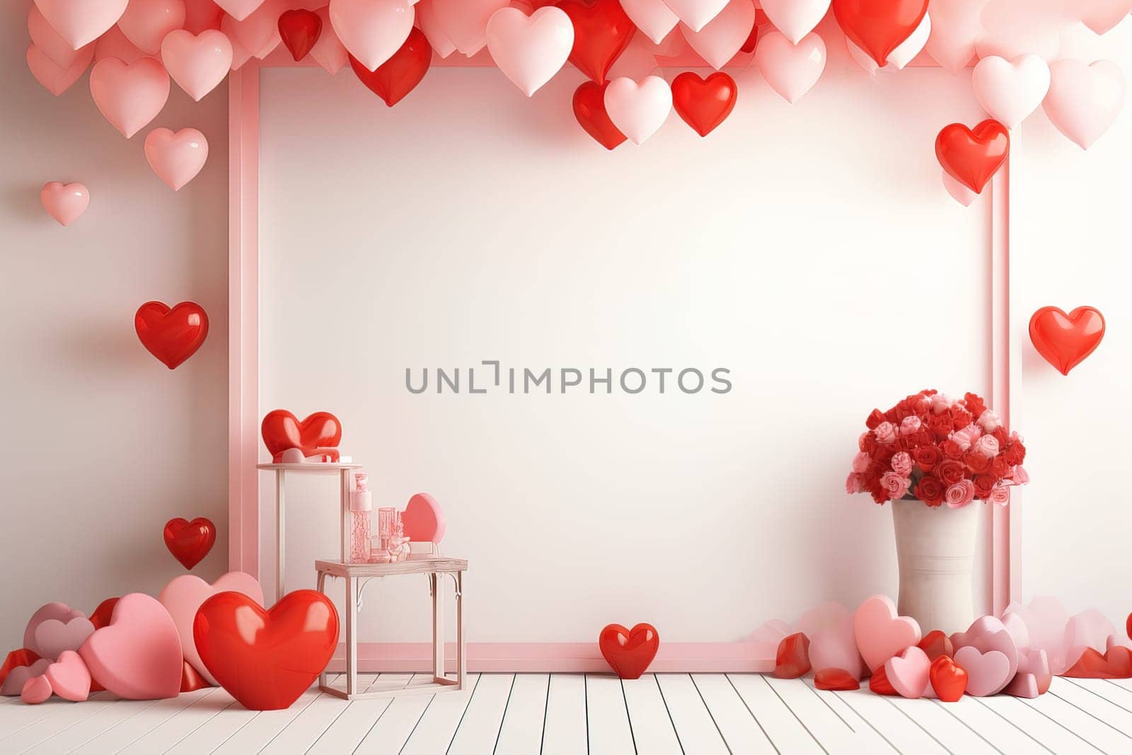 empty frame space blank with Valentine's Theme background, festival Valentines day, generative ai..