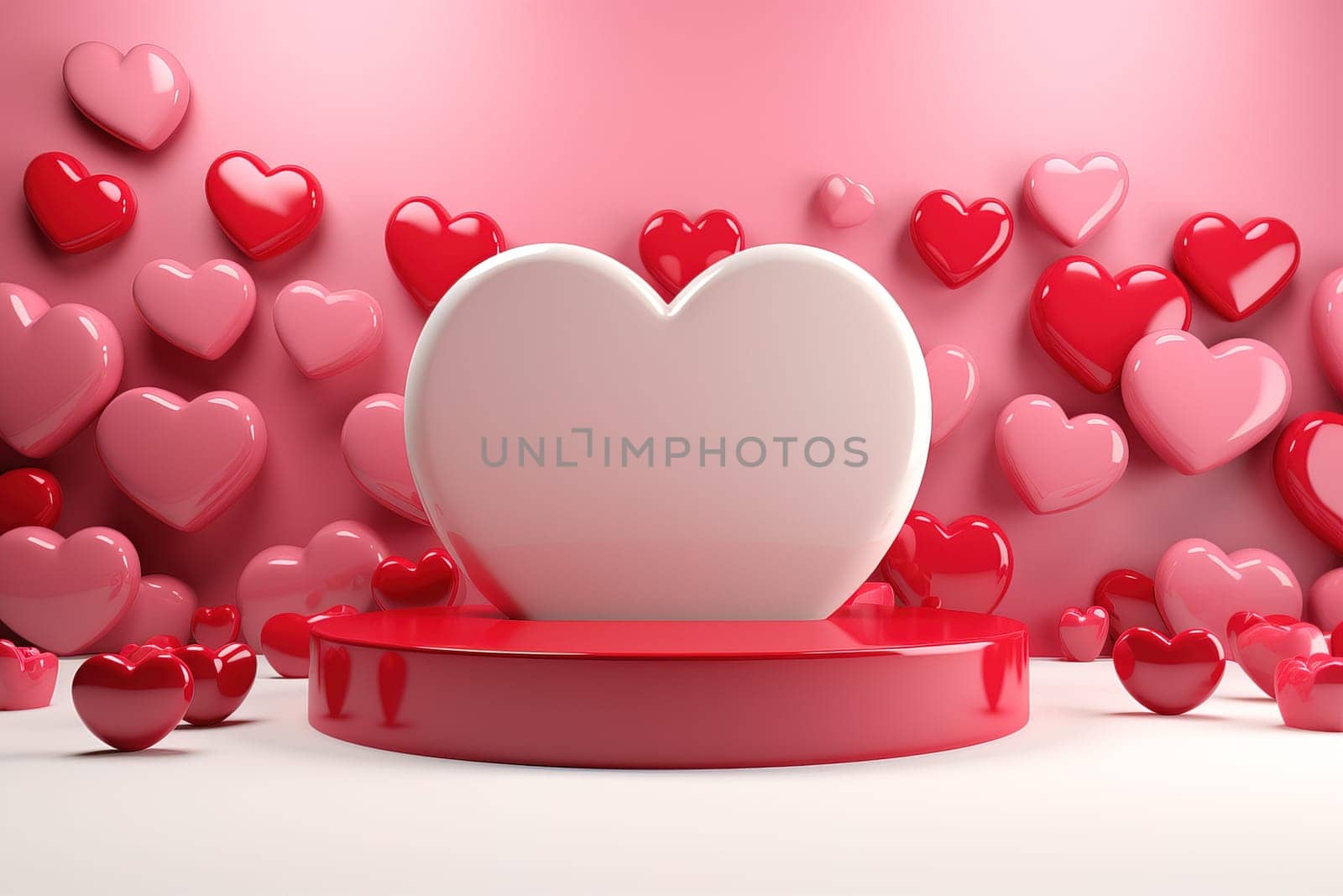 podium with Valentine's Theme background, festival Valentines day, generative ai. by Manastrong