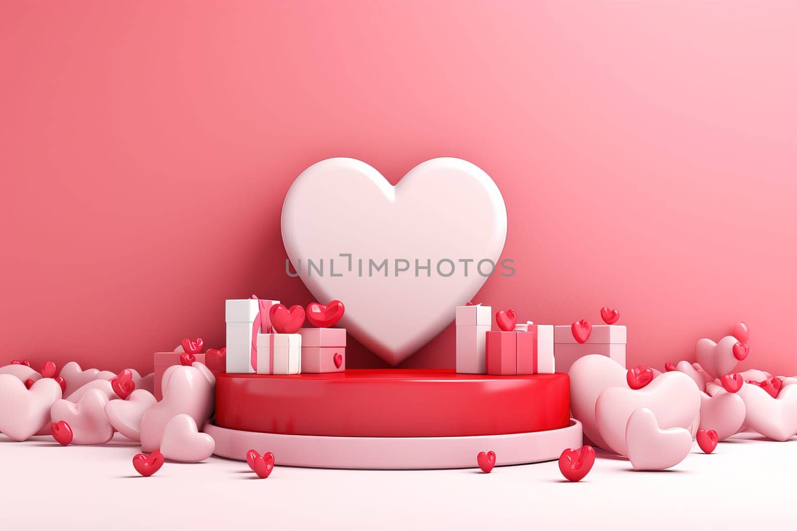 podium with Valentine's Theme background, festival Valentines day, generative ai