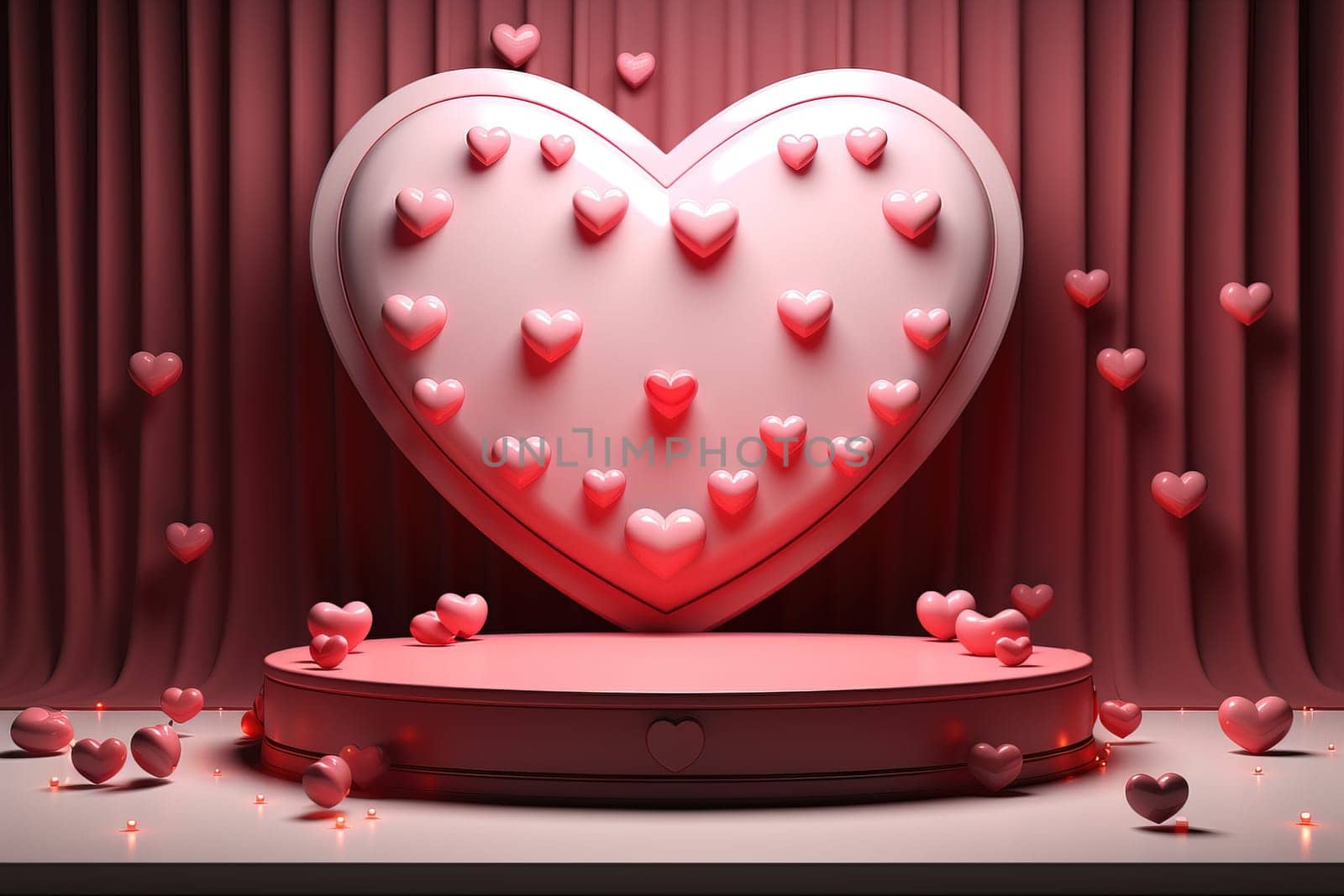 podium with Valentine's Theme background, festival Valentines day, generative ai. by Manastrong