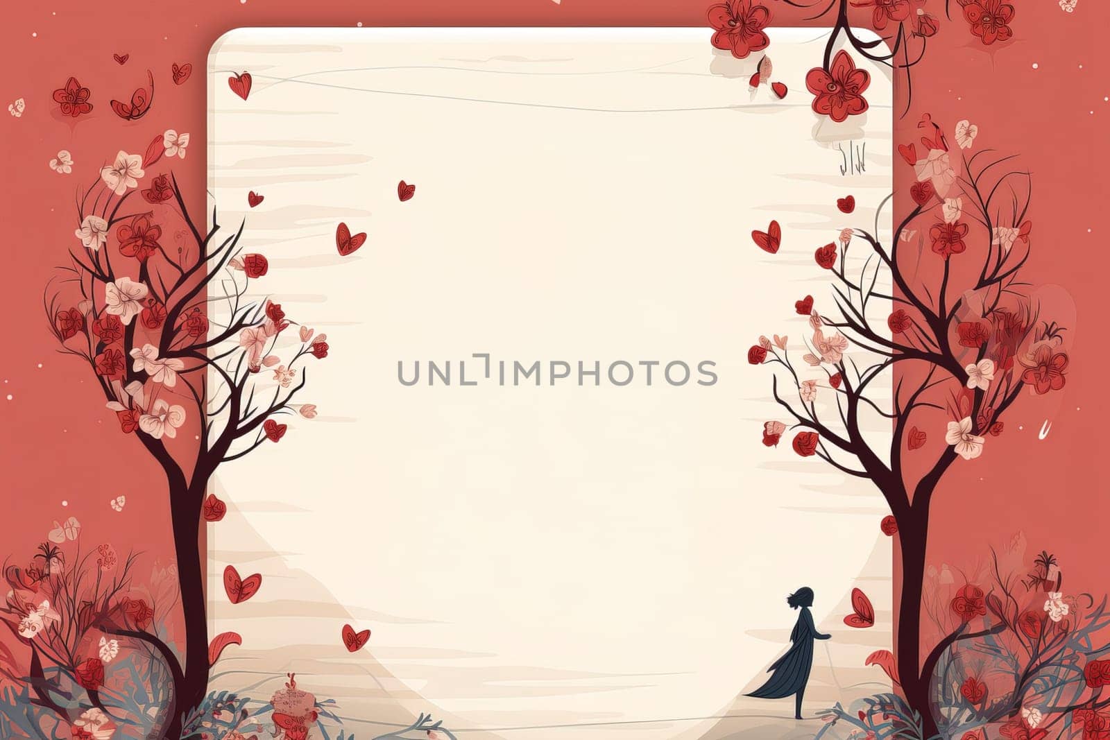 empty note frame space with Valentine's Theme background, festival Valentines day, generative ai