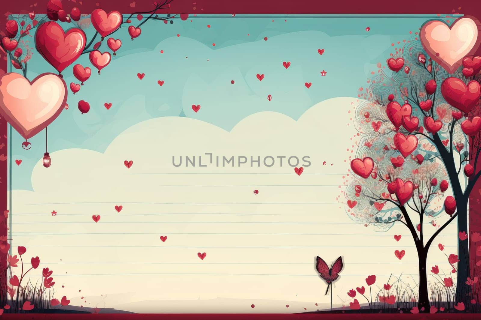 empty note frame space with Valentine's Theme background, festival Valentines day, generative ai