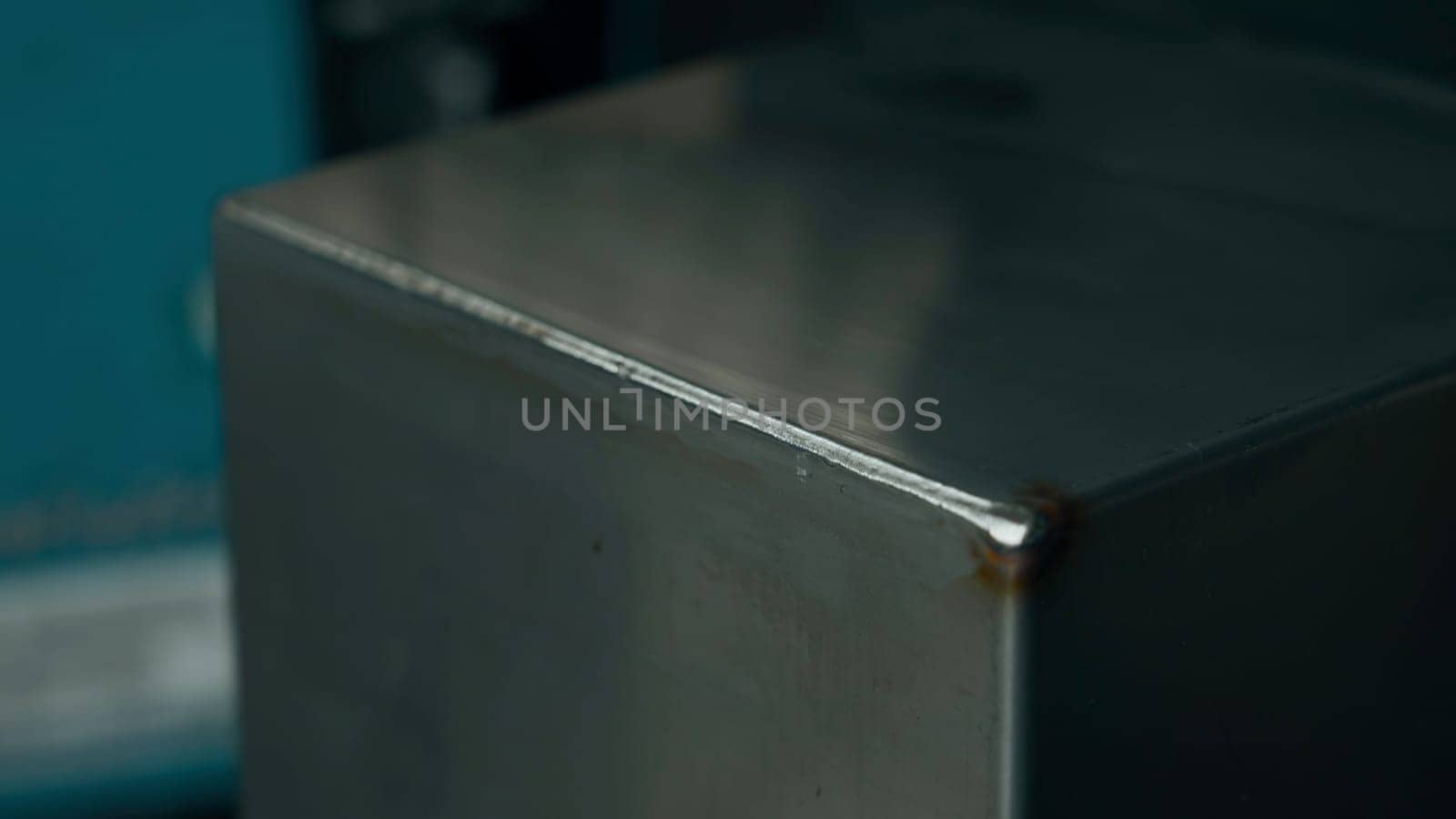 Process of welds passivation at steel factory. Creative. Substance for welds protection