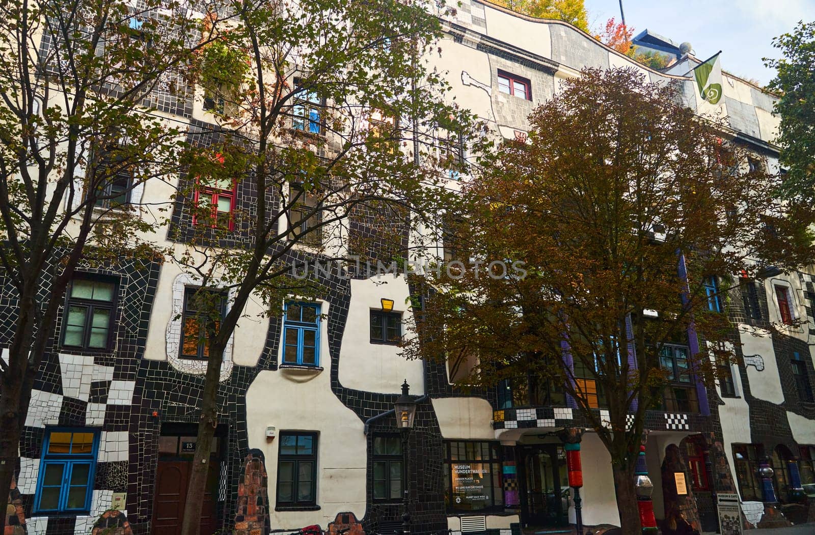 Vienna, Austria - 10.14.2022: View of the Hundertwasser Art Museum in Vienna. High quality photo