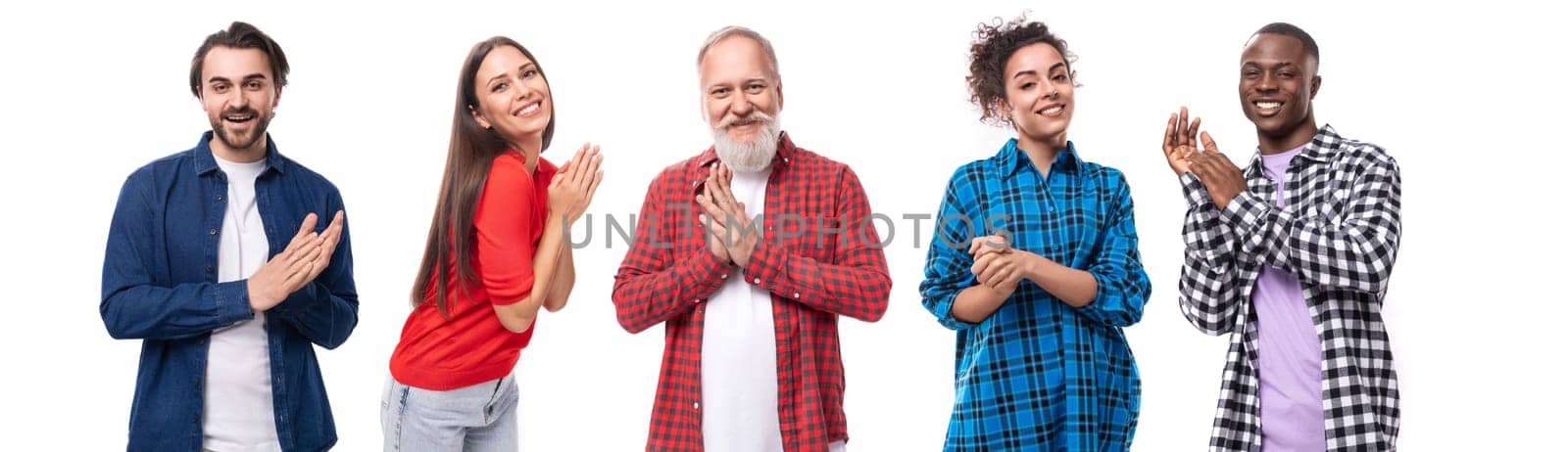 Collage of portraits of smiling men and women.