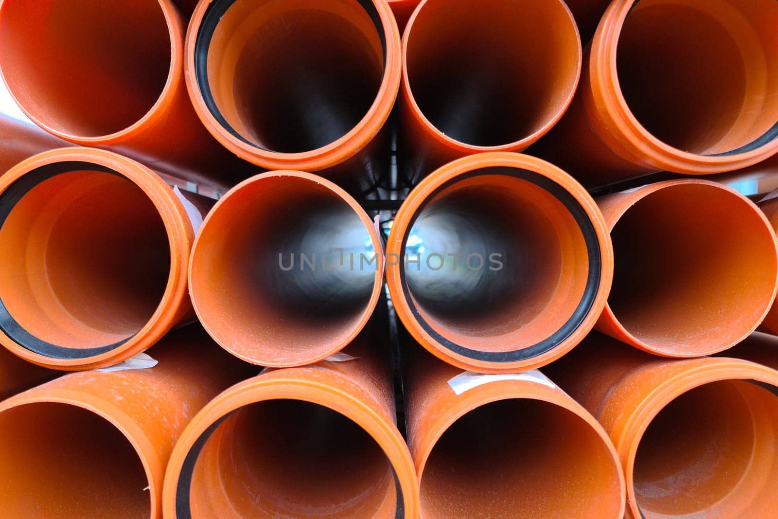Lots of new orange sewer pipes with gaskets, 100mm by Rom4ek