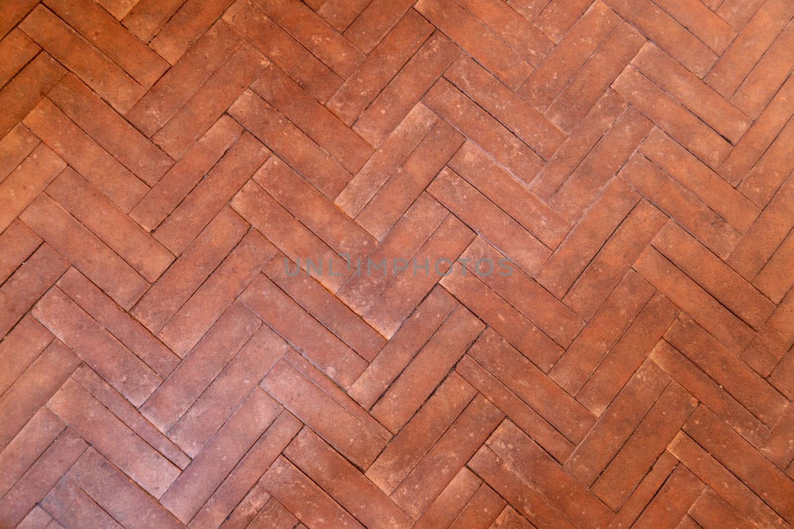 Old ceramic tile geometric shapes parquet on floor by Rom4ek