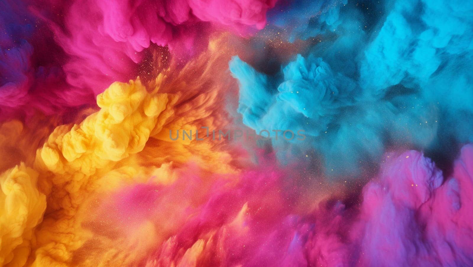 Colorful dust. An explosion of particles of bright colors. Colored background with lots of dust of different colors, explosion of colors. by Sneznyj