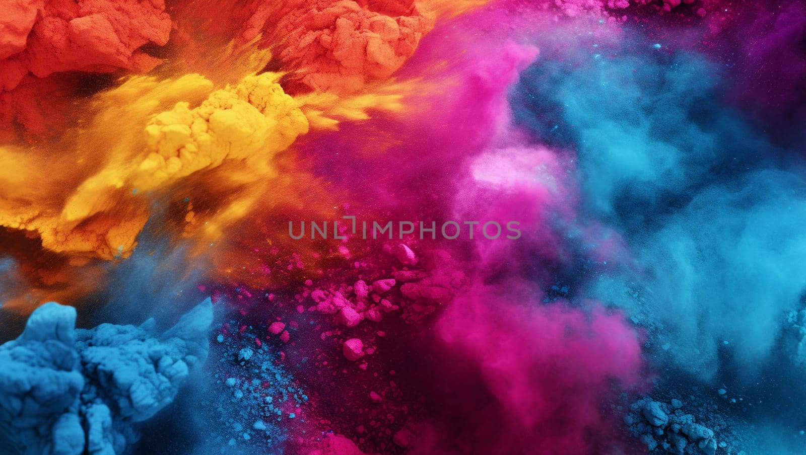 Colorful dust. An explosion of particles of bright colors. Colored background with lots of dust of different colors, explosion of colors. High quality photo