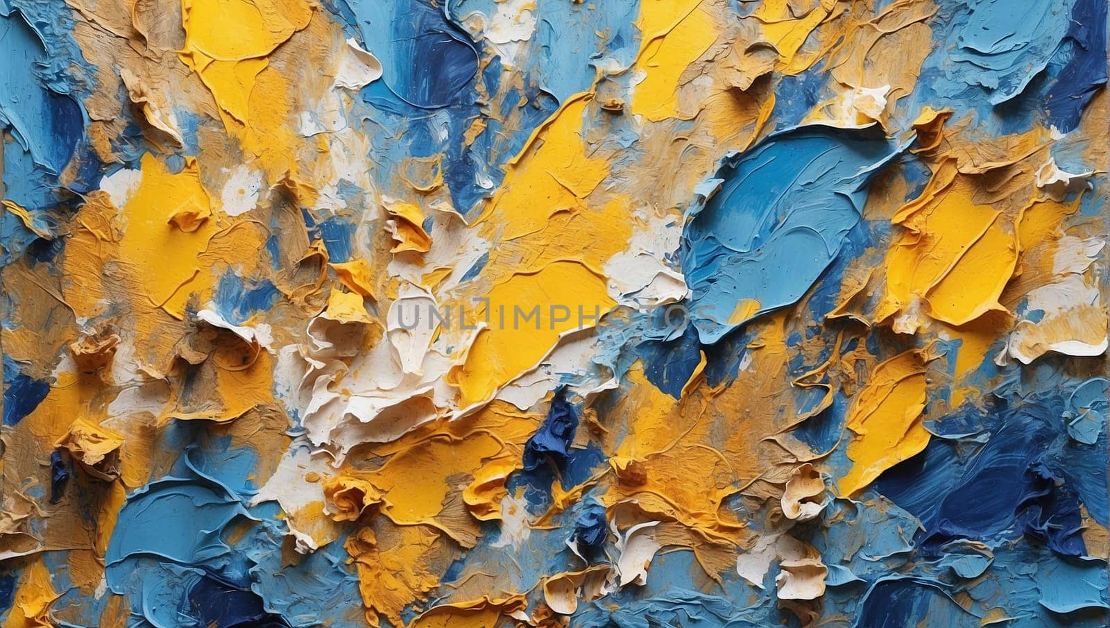 multicolored textured, blue-yellow abstract acrylic painting, -yellow abstract acrylic texture
