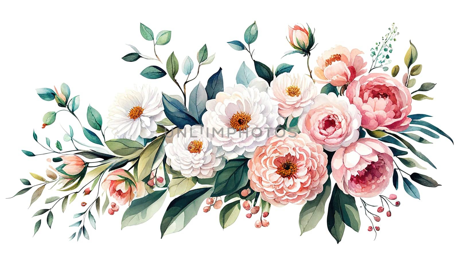 Watercolor rose flower bouquet collection , pink rose watercolor flower with transparent background. Wedding invitation floral bouquet set