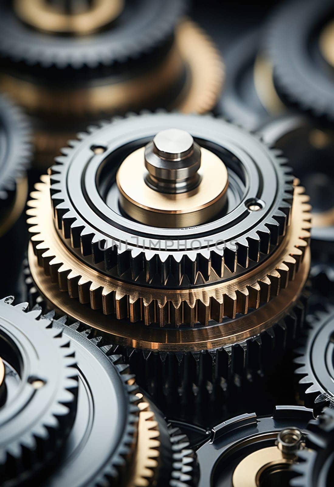Detailed close-up of the intricate gears and internals of an antique clockwork. This captivating image highlights precision and delicate details.