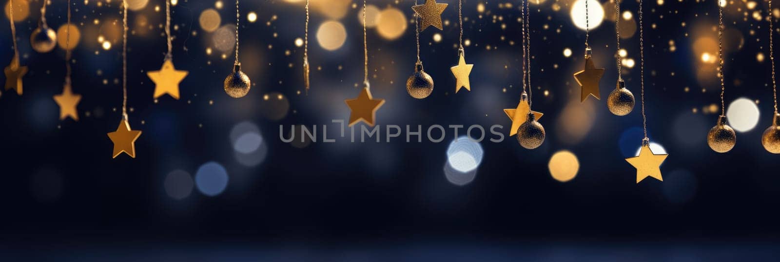 Christmas and new year 2024 decoration on the blue vintage background golden stars comeliness