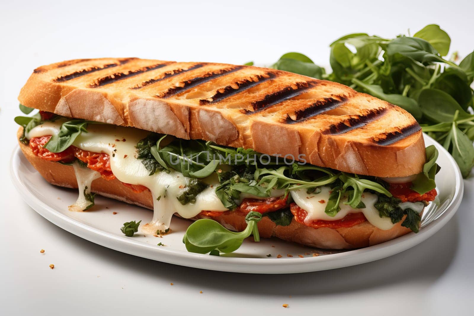 Panini fast food street food, panini on a white background.