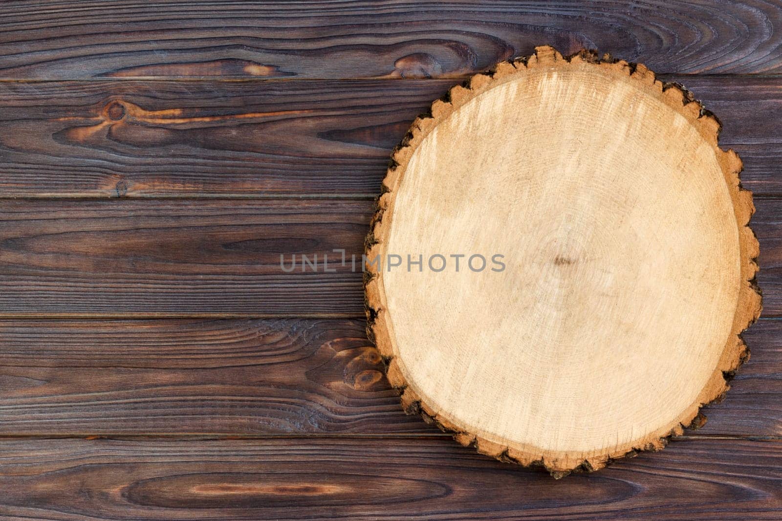 sawed wood on a wooden background. Top view, Free space, space for text.