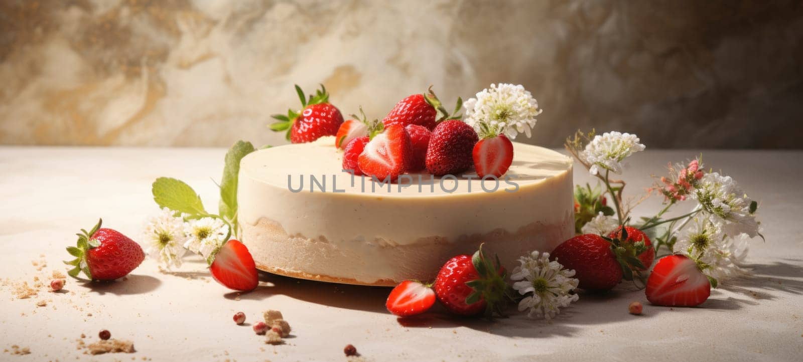 strawberry cake tart pie dessert pastry food, ai