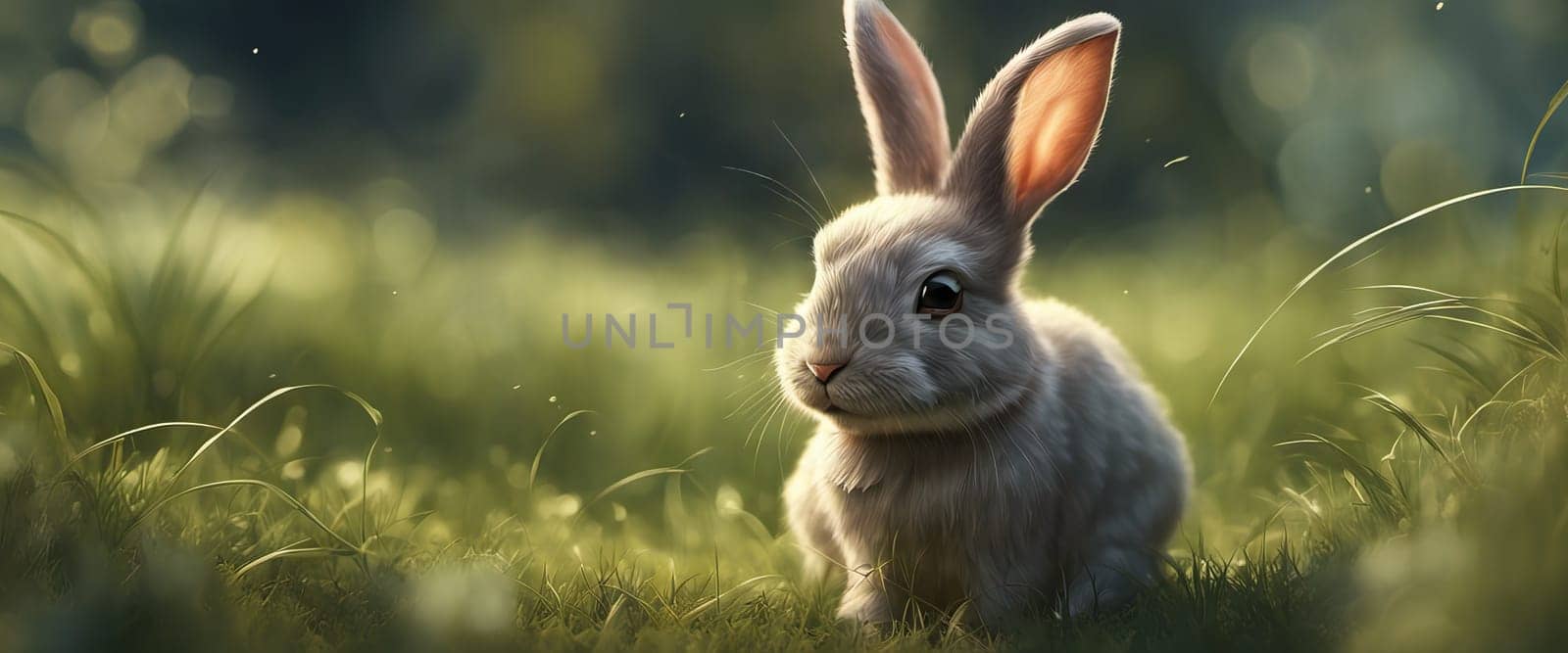 Bunny rabbit on the grass on a sunny day by EkaterinaPereslavtseva