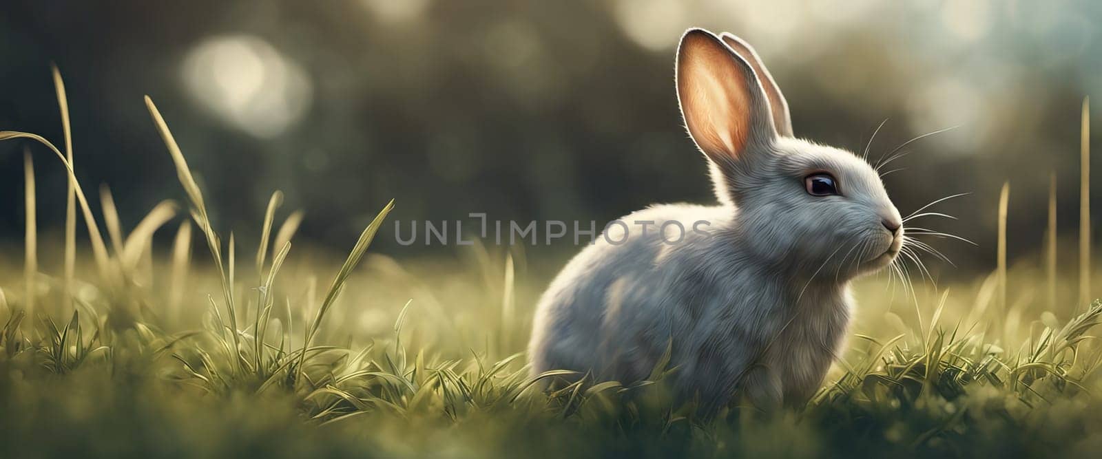 Bunny rabbit on the grass on a sunny day by EkaterinaPereslavtseva