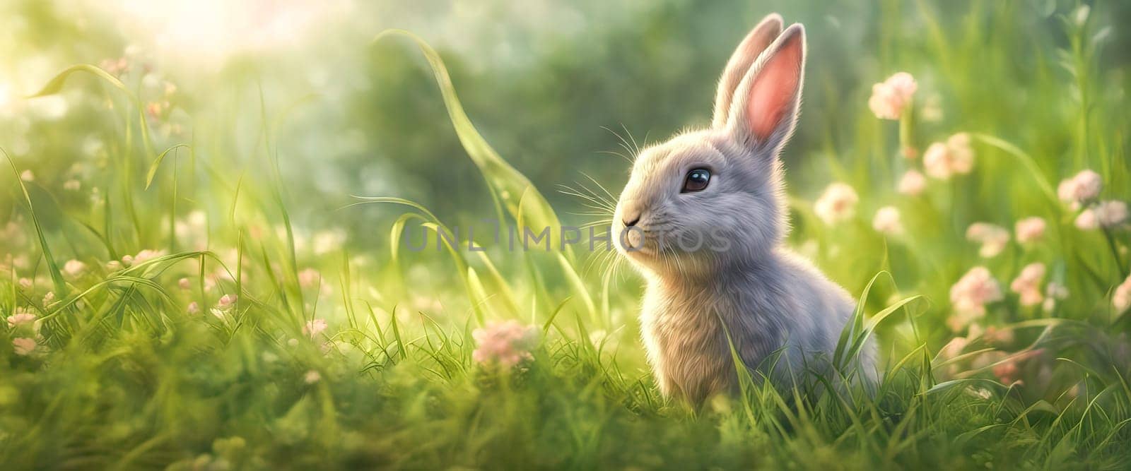 Bunny rabbit on the grass on a sunny day by EkaterinaPereslavtseva