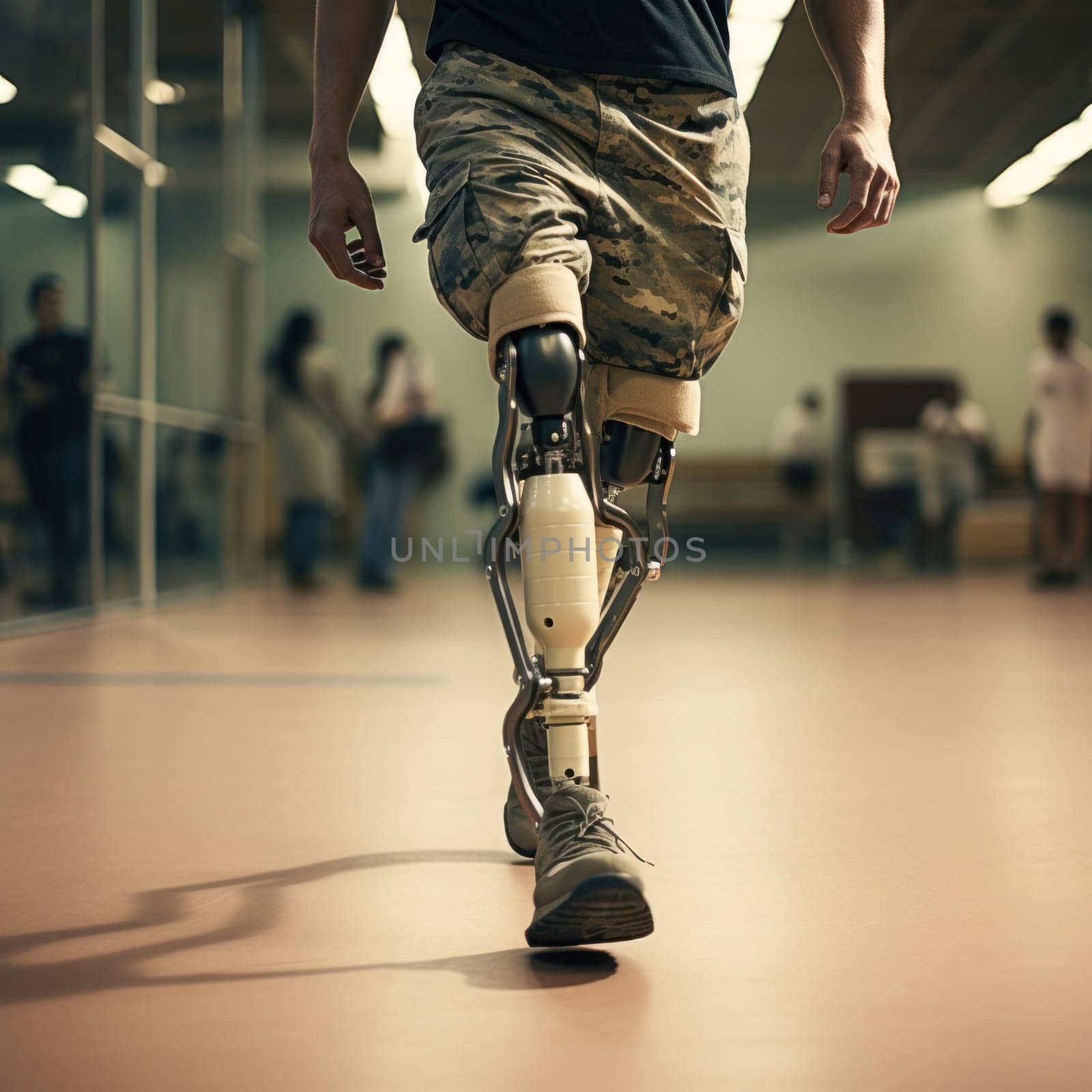 An inspiring image of a man with prosthetic legs, demonstrating the life-changing experience of modern medical solutions and support technologies.