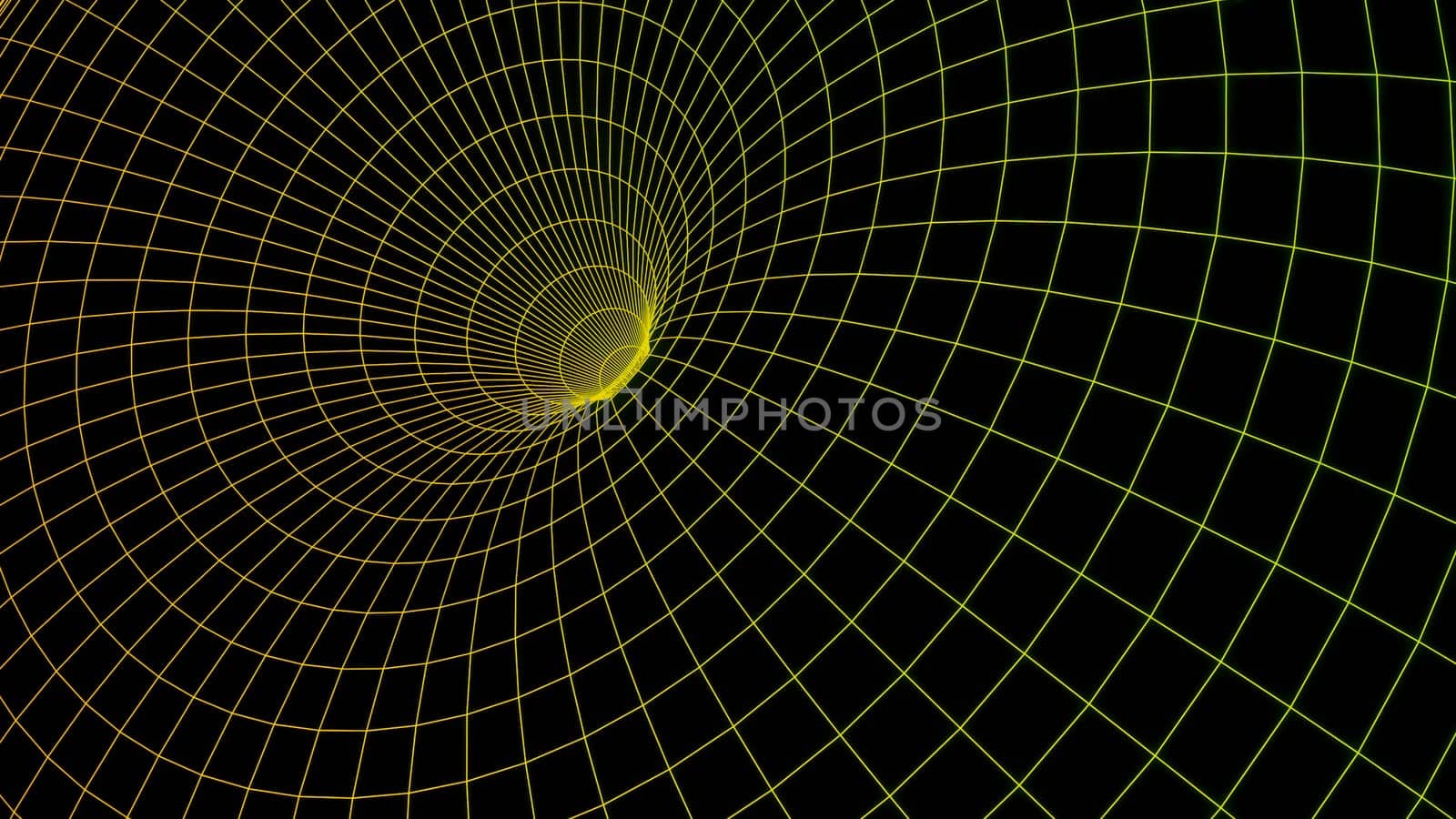Endless framed tunnel in endless motion. Design. Black hole digital visualization, concept of science