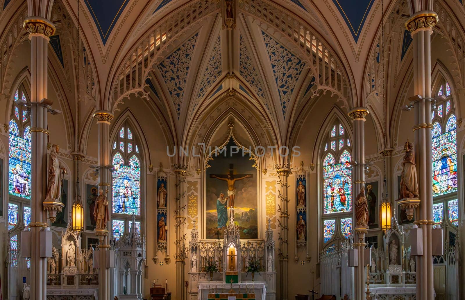 Ornate windows and ceiling of St Mary Basilica in Natchez in Mississippi by steheap