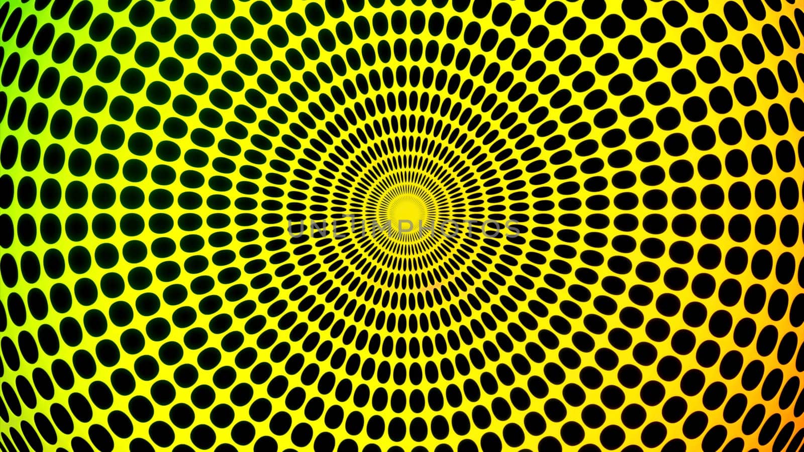 Hypnotic abstract animated colorful rays of small squares moving and blinking around the circle. Design. Colorful blinking hypnotic signal, seamless loop